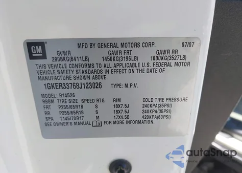 2008 GMC Acadia Slt-2 from USA, damaged, VIN 1GKER33768J123026